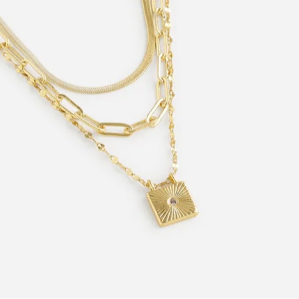 NWT Madewell Three-Pack Layered Mixed Shape Necklace Set - Picture 4 of 5